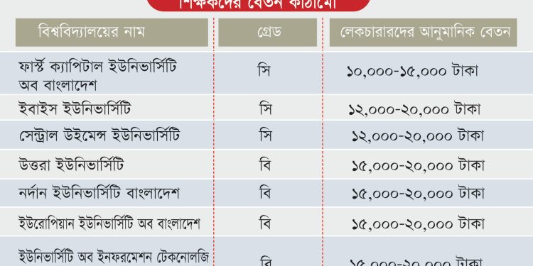 প্রাইভেট ভার্সিটির শিক্ষকদের বেতন প্রাইমারির চেয়েও কম!