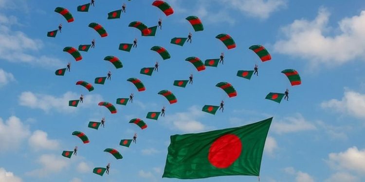 পতাকা হাতে প্যারাস্যুটিং করে গিনেজ ওয়ার্ল্ড রেকর্ডে বাংলাদেশের নাম